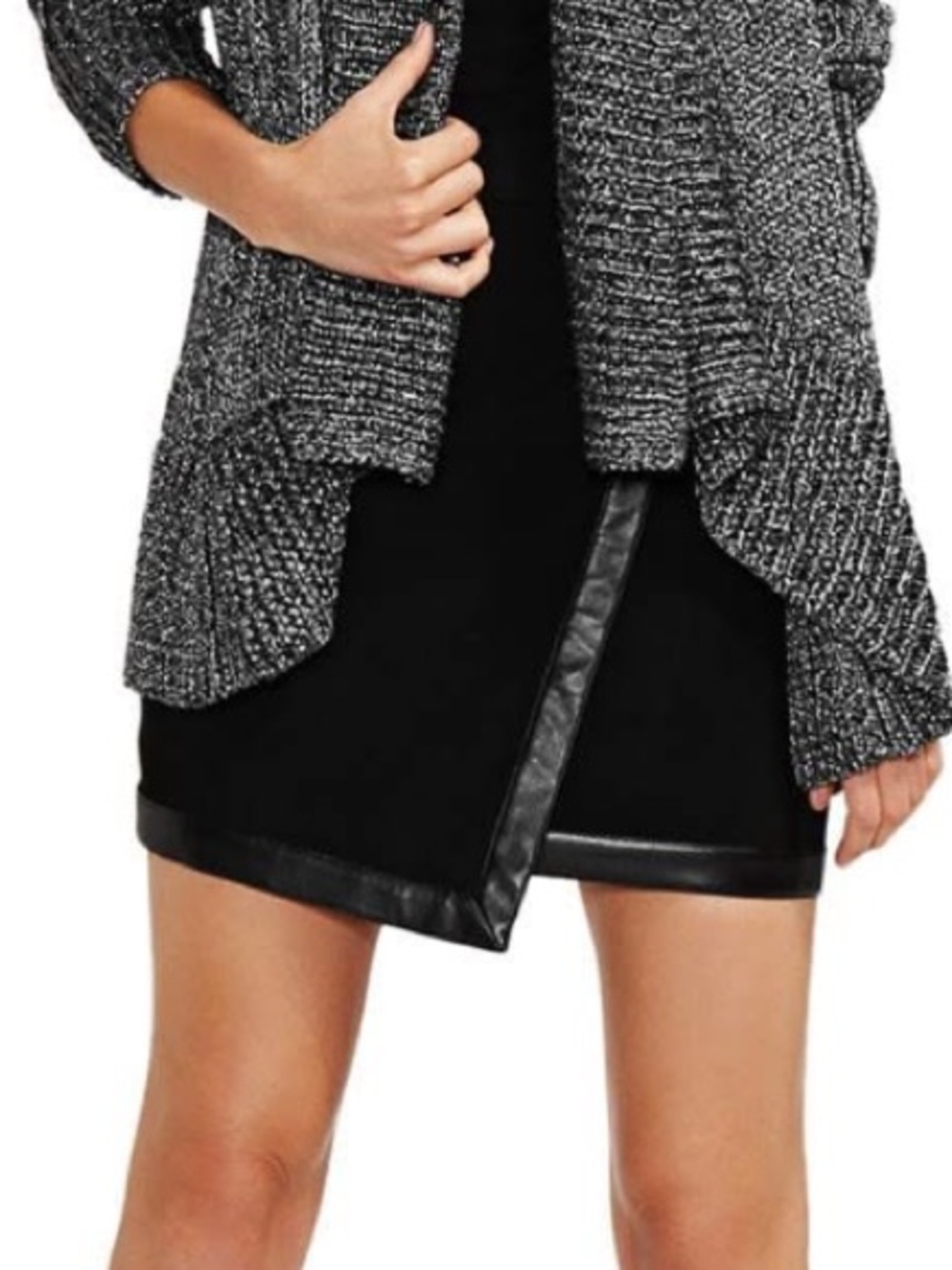 Marciano Black Faux-Leather Trim Mini Skirt - Size M